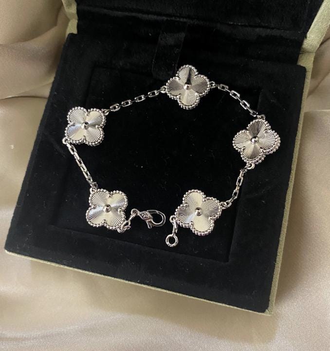Silver fill Clover Bracelet 925 silver plated white gold #clover