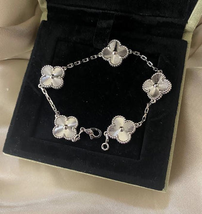 Silver fill Clover Bracelet 925 silver plated white gold #clover