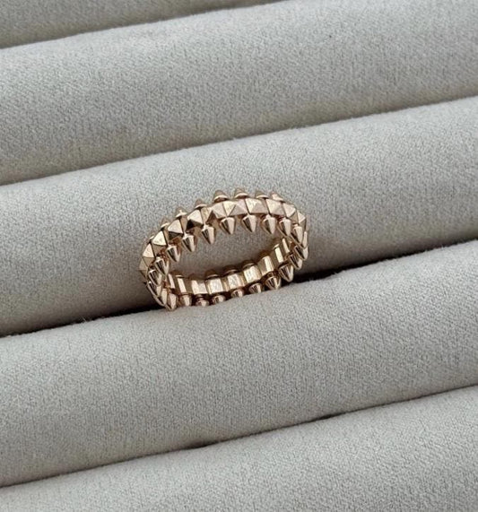 Spike ring - 925 silver plated 18k rose gold #clover Gift