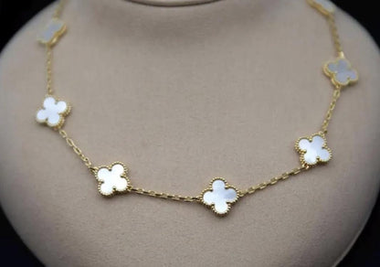 10 motif white natural pearl Clover necklace chain 18k gold plated 925 silver (with vc stamp)#clover Gift