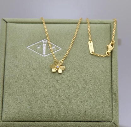 Flower white cubic zirconia necklace 18k Gold Plated 925 Sterling (w8 vc stamp) #clover Gift
