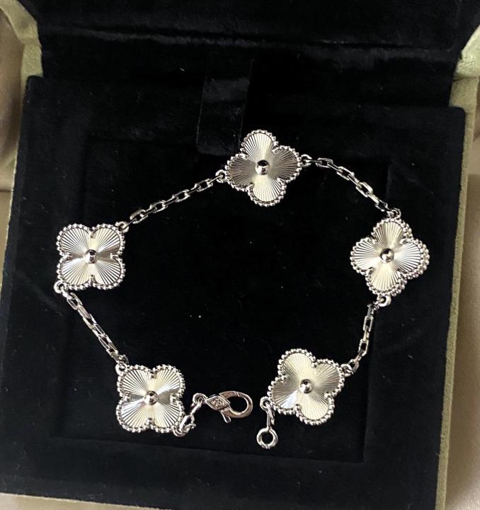 Silver fill Clover Bracelet 925 silver plated white gold #clover