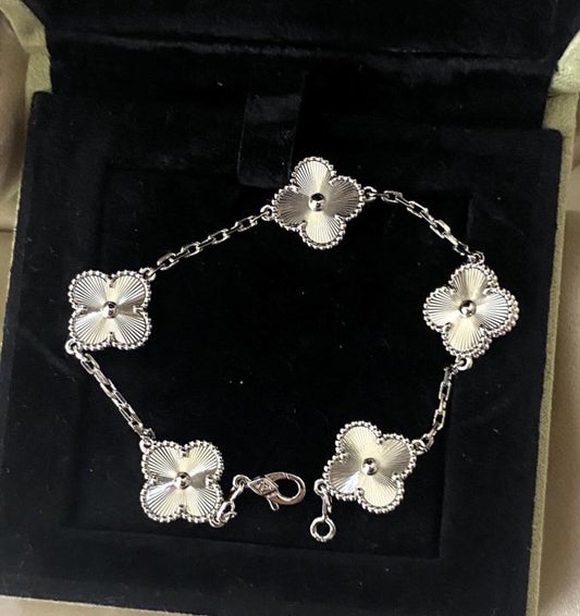 Silver fill Clover Bracelet 925 silver plated white gold #clover