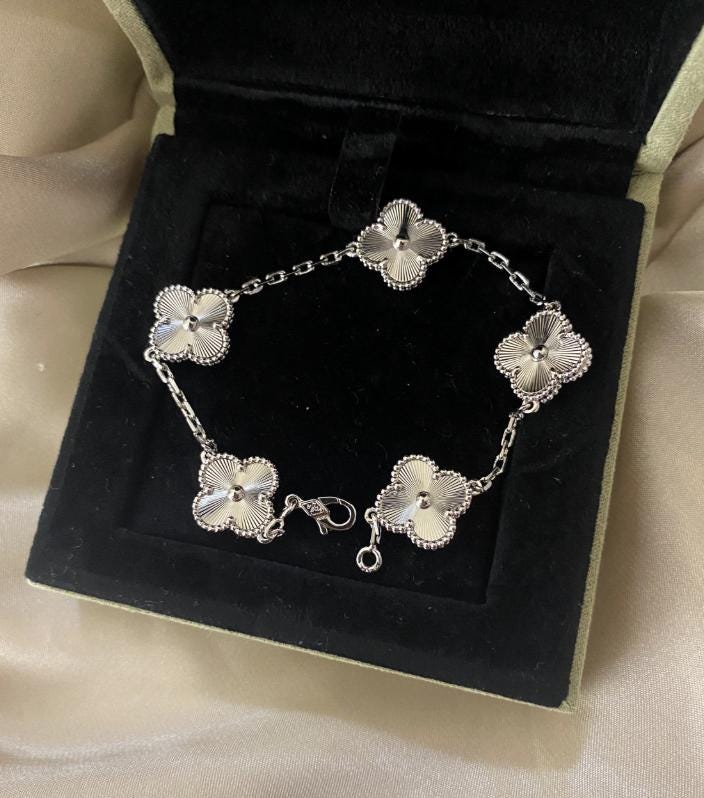 Silver fill Clover Bracelet 925 silver plated white gold #clover