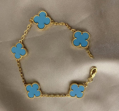Turquoise 15mm clover bracelet 925 silver 18k gold plating (w8 stamp) #clover Gift
