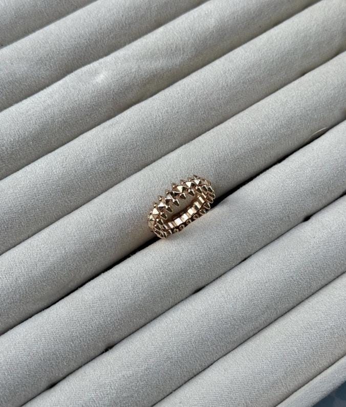 Spike ring - 925 silver plated 18k rose gold #clover Gift