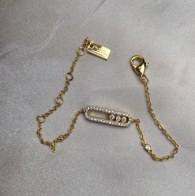 M bracelet baby move pave Bracelet #gift 18k gold plated on 925 silver