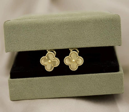 Gold fill Clover earrings four leaf 18k Gold Plated 925 Sterling (w8 stamp) #clover Gift