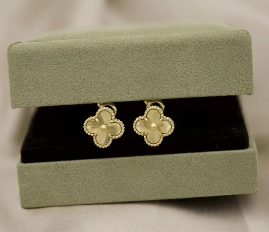 Gold fill Clover earrings four leaf 18k Gold Plated 925 Sterling (w8 stamp) #clover Gift