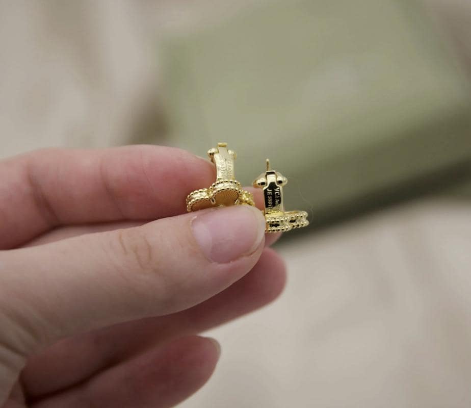 Gold fill Clover earrings four leaf 18k Gold Plated 925 Sterling (w8 stamp) #clover Gift