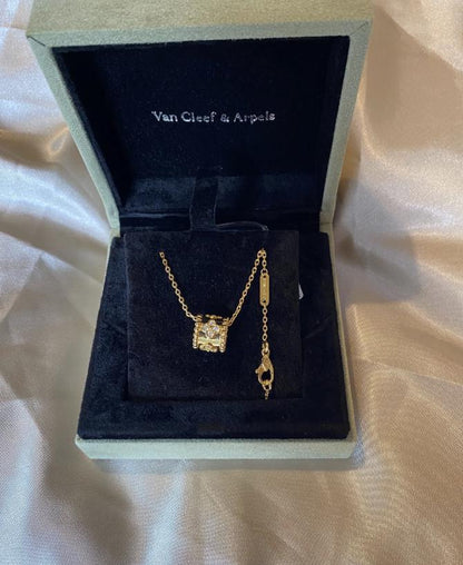 Gold fill perlee diamond clover necklace, 18k gold plated silver, Christmas holiday pendant #clover Gift