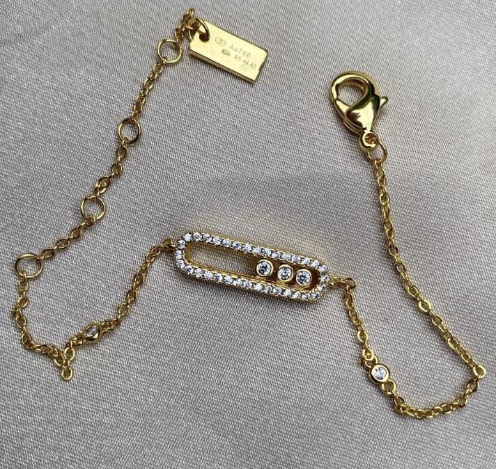 M bracelet baby move pave Bracelet #gift 18k gold plated on 925 silver