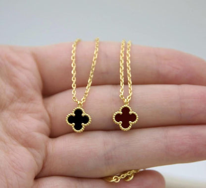 18k Gold Plated 925 Sterling 9.5 mm sweet mini Clover necklace four leaf (w8 vc stamp) #clover Gift