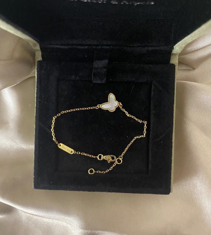 Butterfly Pearl bracelet 925 silver 18k gold plated #Gift