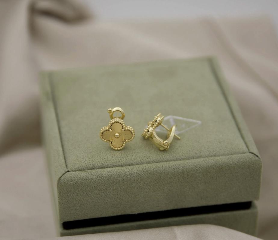 Gold fill Clover earrings four leaf 18k Gold Plated 925 Sterling (w8 stamp) #clover Gift