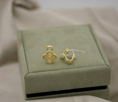 Gold fill Clover earrings four leaf 18k Gold Plated 925 Sterling (w8 stamp) #clover Gift
