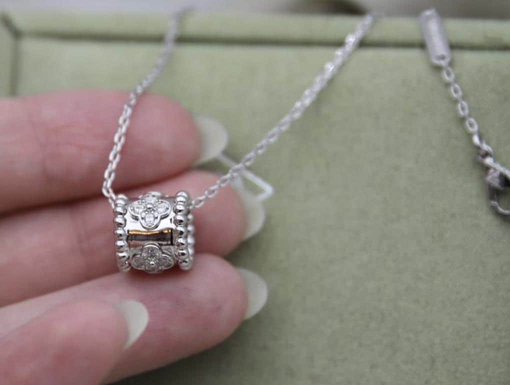 Perlee clover diamond necklace 18k Gold Plated on 925 Sterling