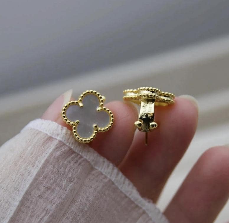 Luxury Clover earrings Mother of Pearl four leaf 18k Gold Plated 925 Sterling (w8 stamp) #clover Gift