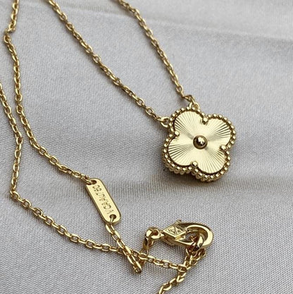 Four leaf Gold fill guilloche Clover necklace 925 silver 18k gold plated #clover #Gift #mothersday