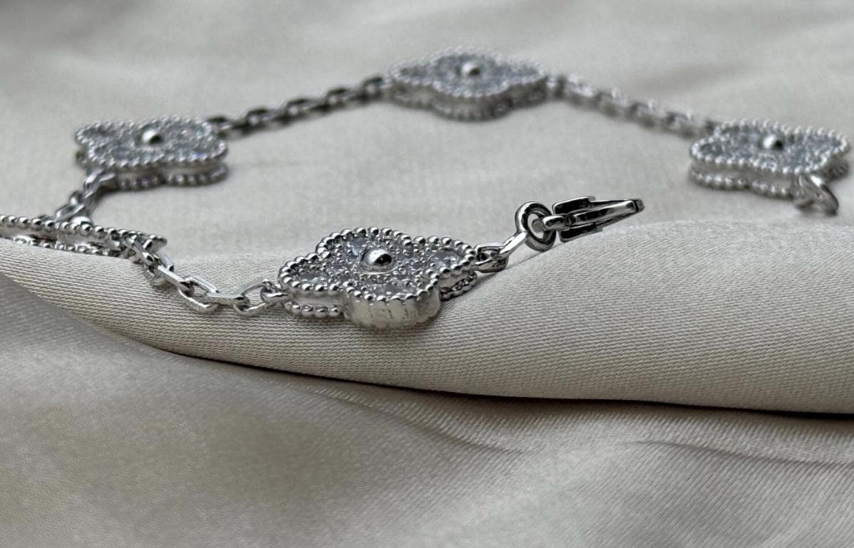 Silver Diamond Clover bracele plated 18k gold plated silver #clover