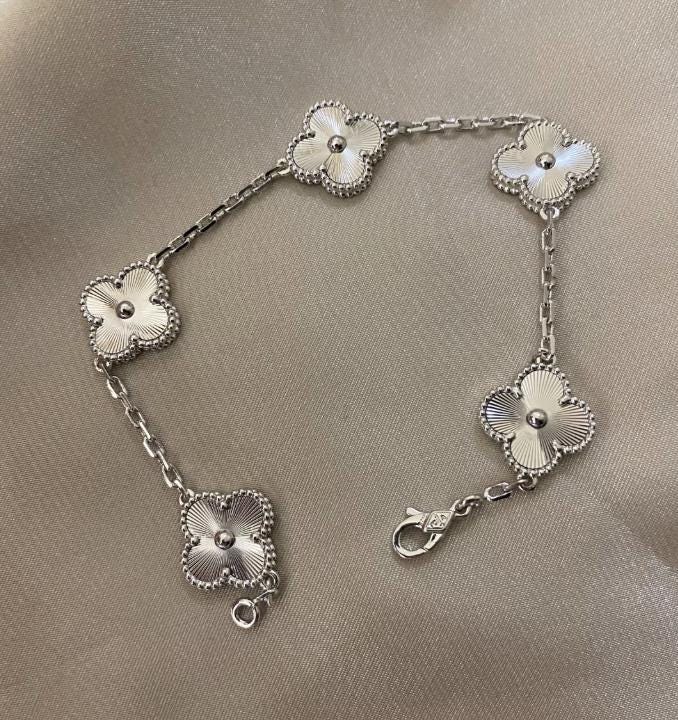 Silver fill Clover Bracelet 925 silver plated white gold #clover