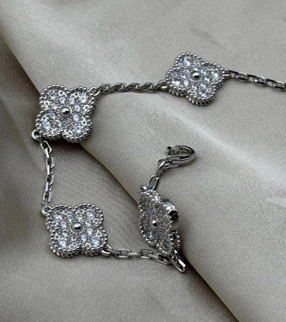 Silver Diamond Clover bracele plated 18k gold plated silver #clover