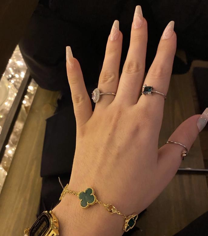 Four leaf Malachite diamond guilloche Clover Bracelet 925 silver 18k gold plated #clover Gift