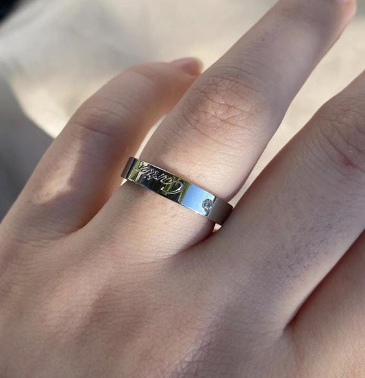 Round Diamond ring - 925 silver plated 18k gold