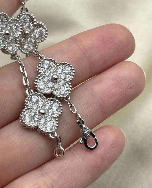 Silver Diamond Clover bracele plated 18k gold plated silver #clover