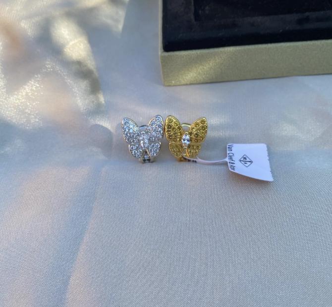 Gold Butterfly pave mismatched earrings 925 silver 18k gold plated #gift