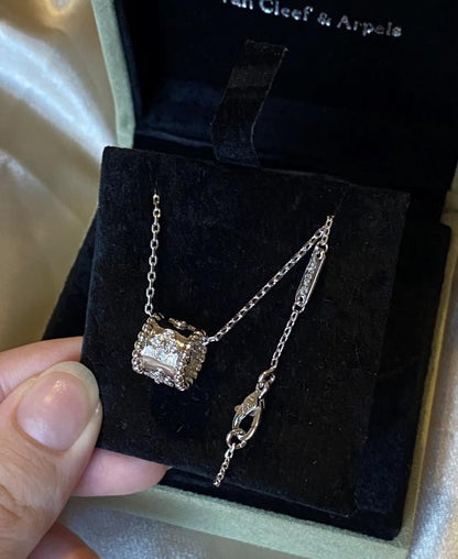 Gold fill perlee diamond clover necklace, 18k gold plated silver, Christmas holiday pendant #clover Gift