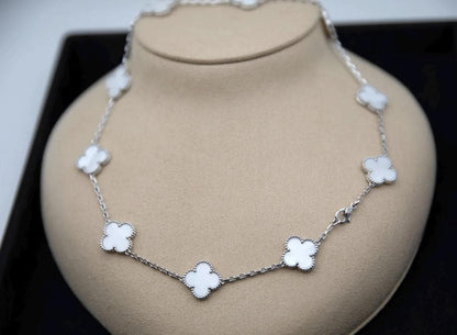 10 motif white natural pearl Clover necklace chain 18k gold plated 925 silver (with vc stamp)#clover Gift