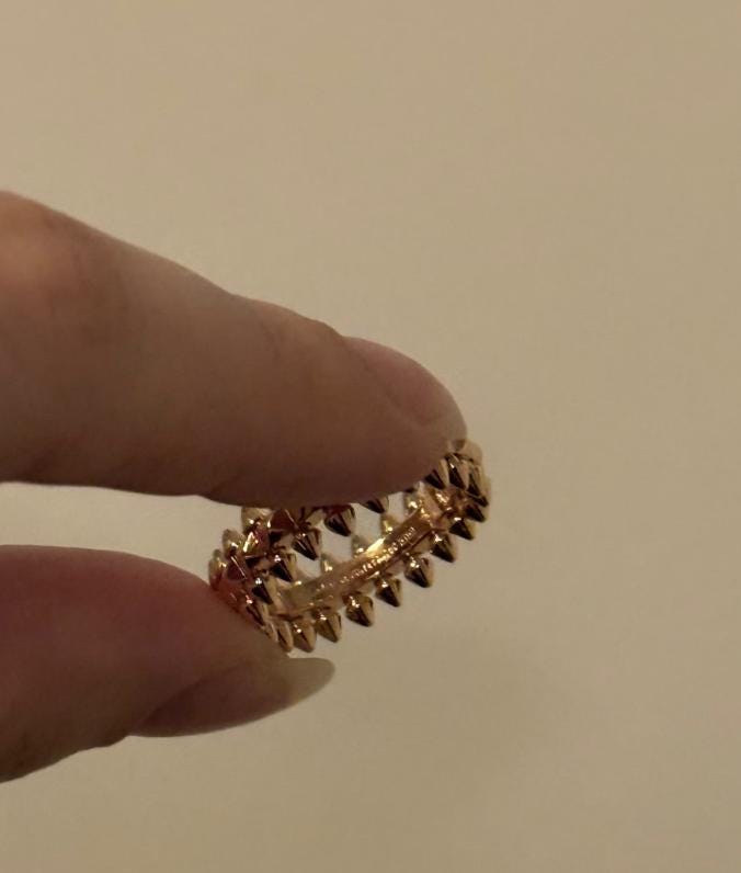 Spike ring - 925 silver plated 18k rose gold #clover Gift