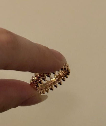 Spike ring - 925 silver plated 18k rose gold #clover Gift