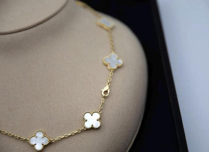 10 motif white natural pearl Clover necklace chain 18k gold plated 925 silver (with vc stamp)#clover Gift