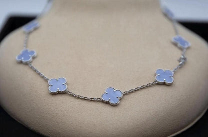 10 motif chalcedony natural Clover necklace chain 18k gold plated 925 silver (with vc stamp) #clover Gift
