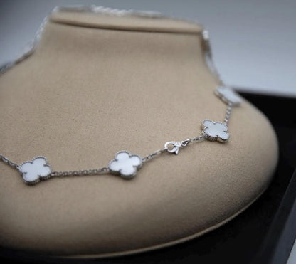 10 motif mother of pearl Clover necklace chain 18k gold plated 925 silver (with vc stamp) #clover Gift