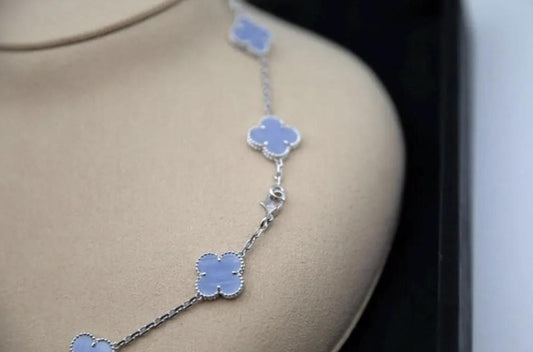 10 motif chalcedony natural Clover necklace chain 18k gold plated 925 silver (with vc stamp) #clover Gift