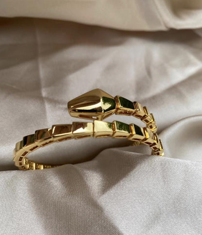 18k Gold Plated silver Serpenti Snake Bracelet - Adjustable 19cm