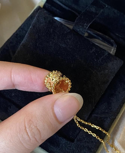 Gold fill perlee diamond clover necklace, 18k gold plated silver, Christmas holiday pendant #clover Gift
