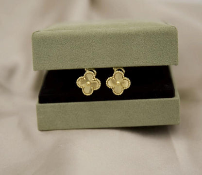 Gold fill Clover earrings four leaf 18k Gold Plated 925 Sterling (w8 stamp) #clover Gift