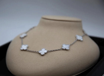 10 motif mother of pearl Clover necklace chain 18k gold plated 925 silver (with vc stamp) #clover Gift