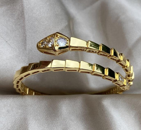 Elanora 18k Gold Plated silver paved diamond Serpenti Snake Bracelet