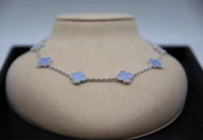 10 motif chalcedony natural Clover necklace chain 18k gold plated 925 silver (with vc stamp) #clover Gift