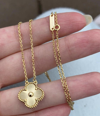Four leaf Gold fill guilloche Clover necklace 925 silver 18k gold plated #clover #Gift #mothersday