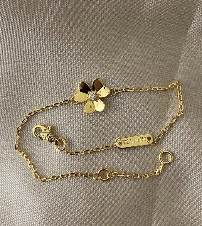 Flower clover bracelet 925 silver 18k gold plated Gift