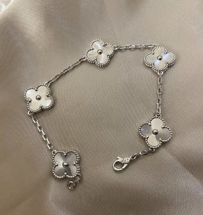 Silver fill Clover Bracelet 925 silver plated white gold #clover