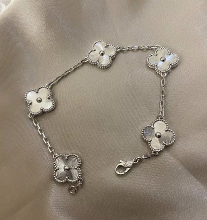 Silver fill Clover Bracelet 925 silver plated white gold #clover