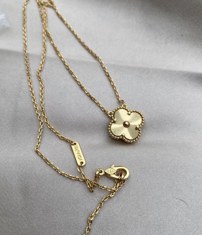Four leaf Gold fill guilloche Clover necklace 925 silver 18k gold plated #clover #Gift #mothersday