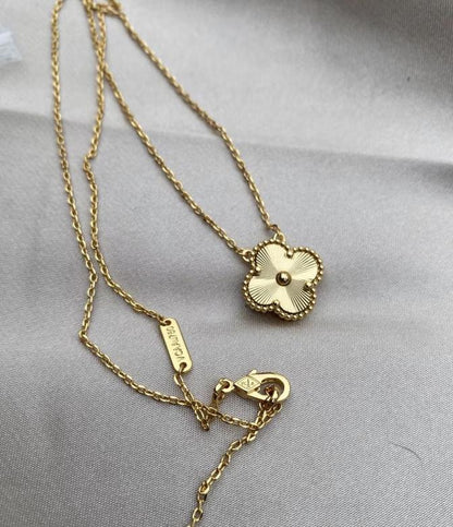 Four leaf Gold fill guilloche Clover necklace 925 silver 18k gold plated #clover #Gift #mothersday